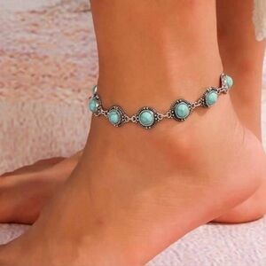 Antique Silver Turquoise Anklet